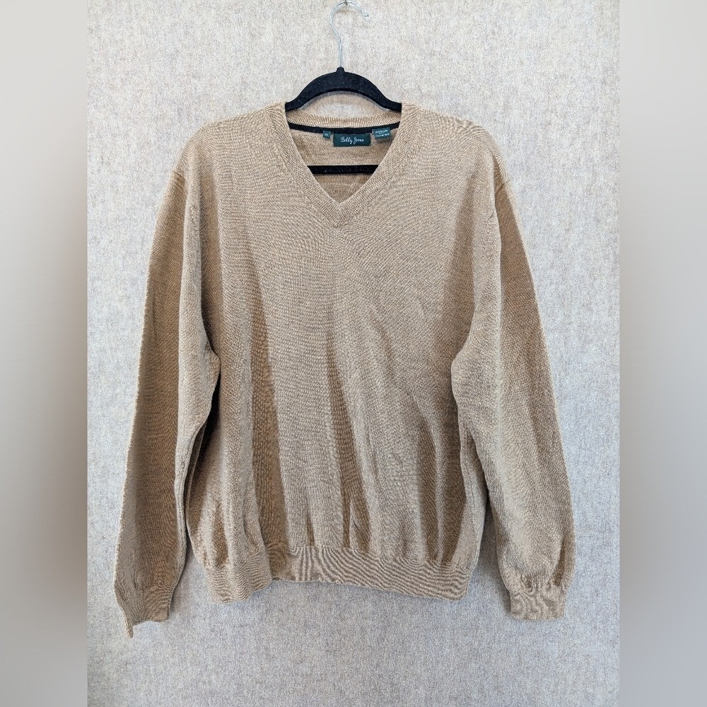 Bobby Jones Merino Wool Sweater, V-Neck, XL , Tan